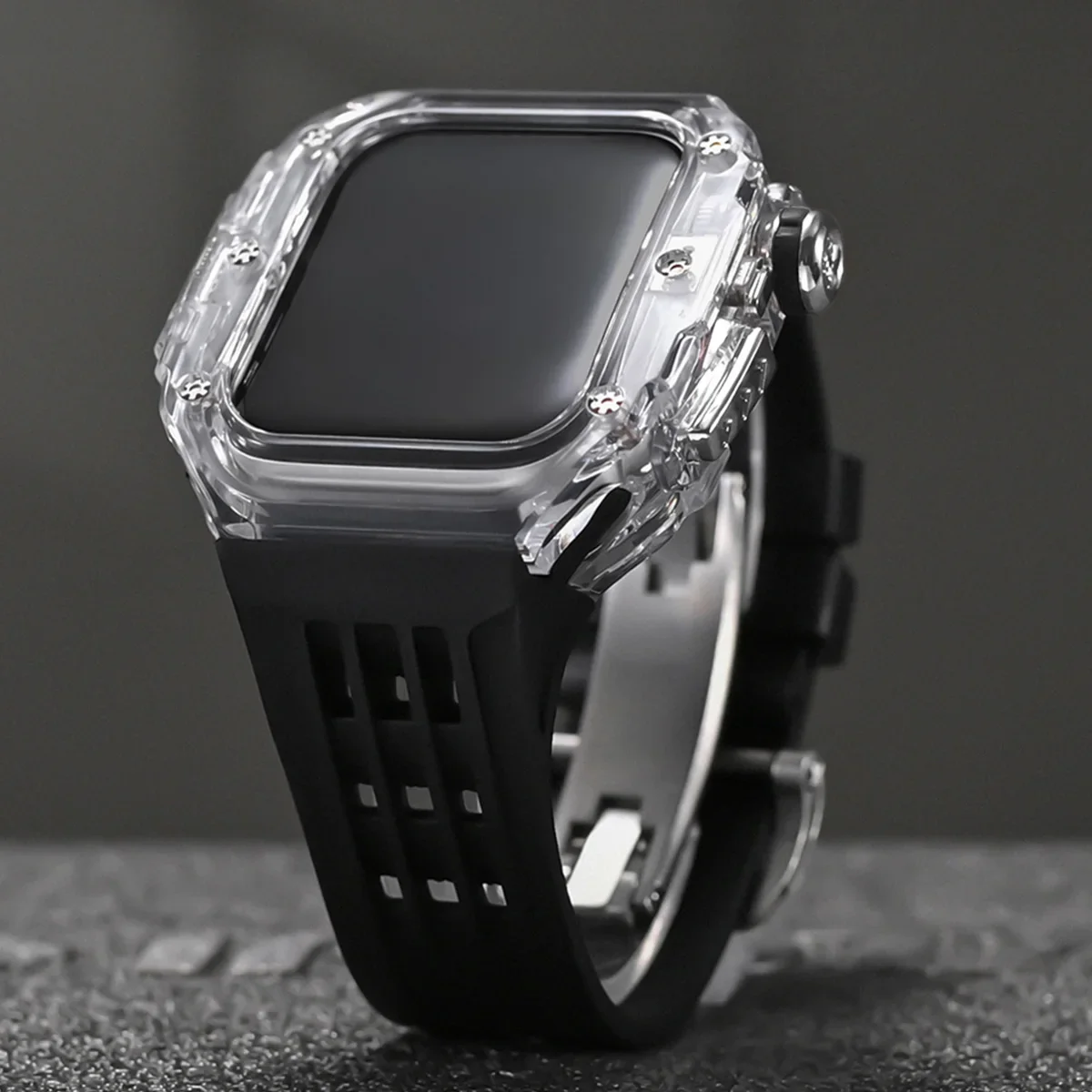 Elegant Enhancement Kit: Transparent Case & Rubber Strap