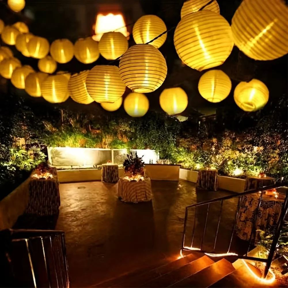 10LED/20LED Paper Lantern String Lights, Battery Fairy Lights Indoor Home Festive Decor For Bedroom Wedding Holiday Decoration