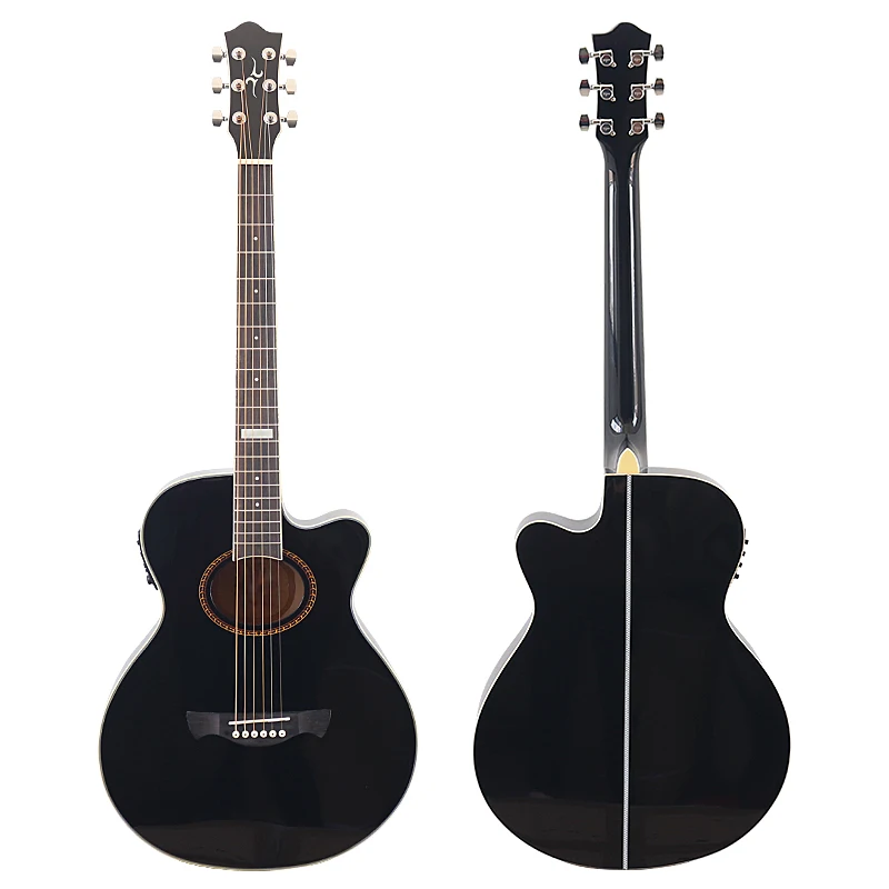 

Free Shipping 6 Strings Electric Acoustic Guitar 40/41 Inch Folk Guitar Black Guitarra High Gloss Good Handicraft With Bag