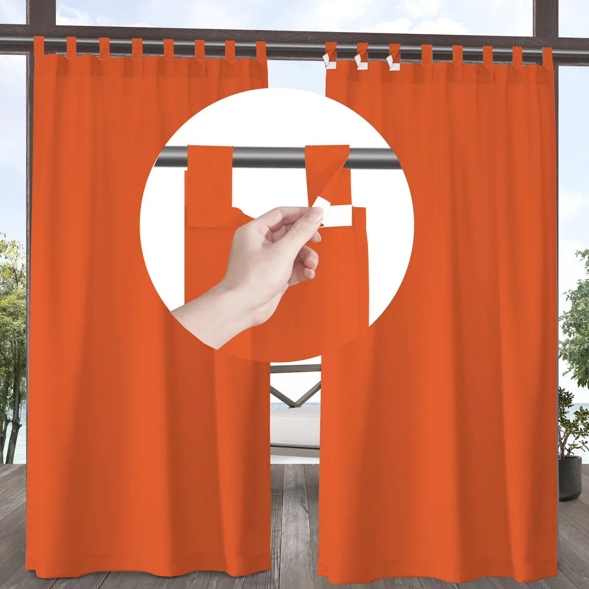 1PC Contemporary Outdoor Curtain-Detachable Tab Top,Water-Resistant, Light-Filtering Polyester, Easy Install Privacy Screen 6