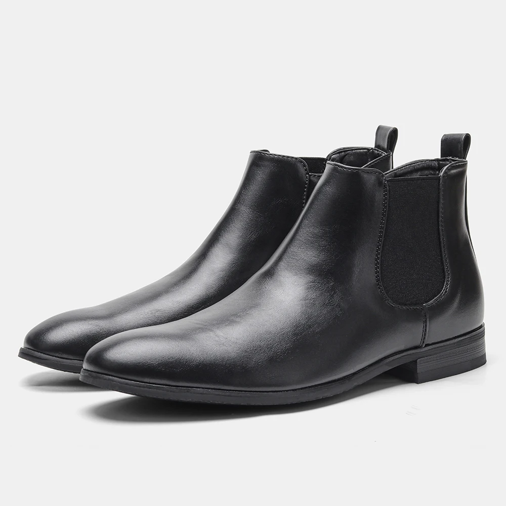 Size 39-48 Men Chelsea boots with zipper Fashion Leather Ankle boots for men