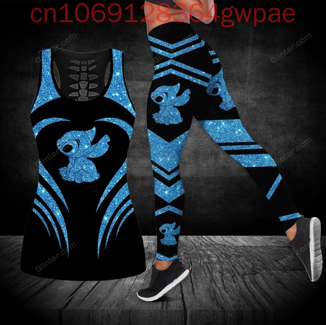 Ensemble Legging & Débardeur Stitch Pailleté Bleu - Disney