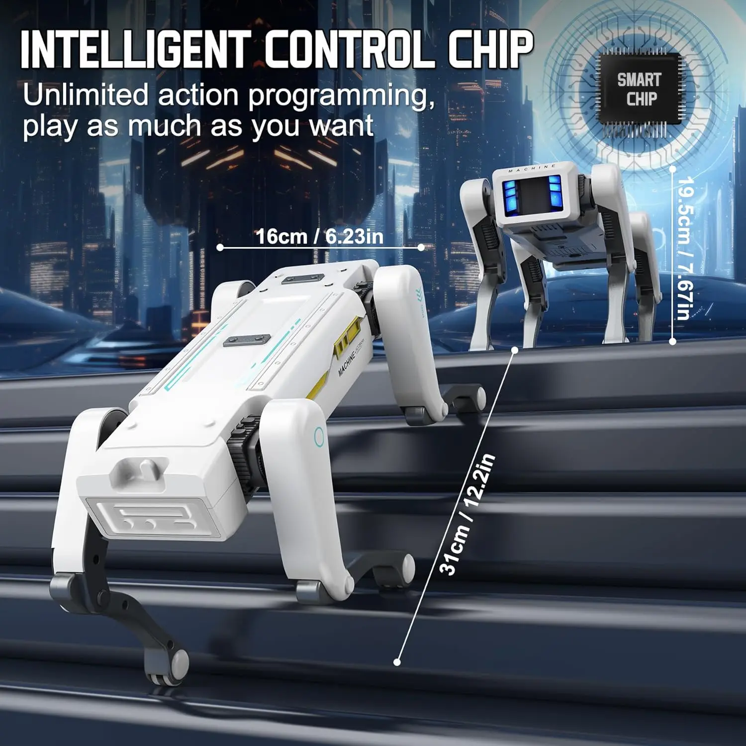Robot chien télécommandé en mouvement, jouet interactif éducatif pour enfant avec télécommande