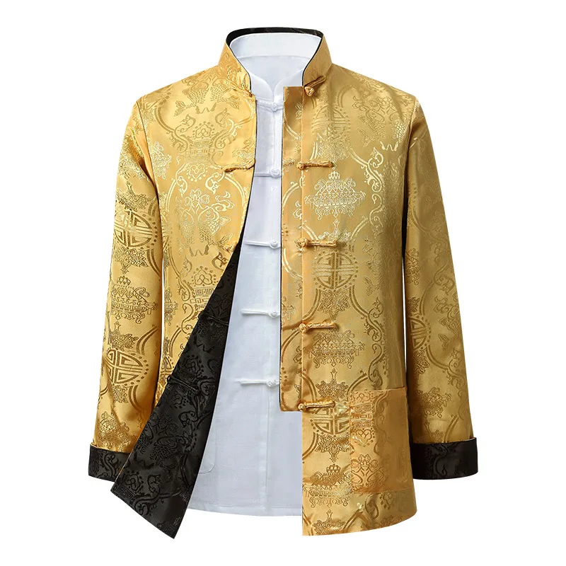 China New Year Tang Top Men Chinese Dragon Shirt Kung Fu Coats Jackets Hanfu Men Clothing Traditional Chinese Clothing men chinese style shirt