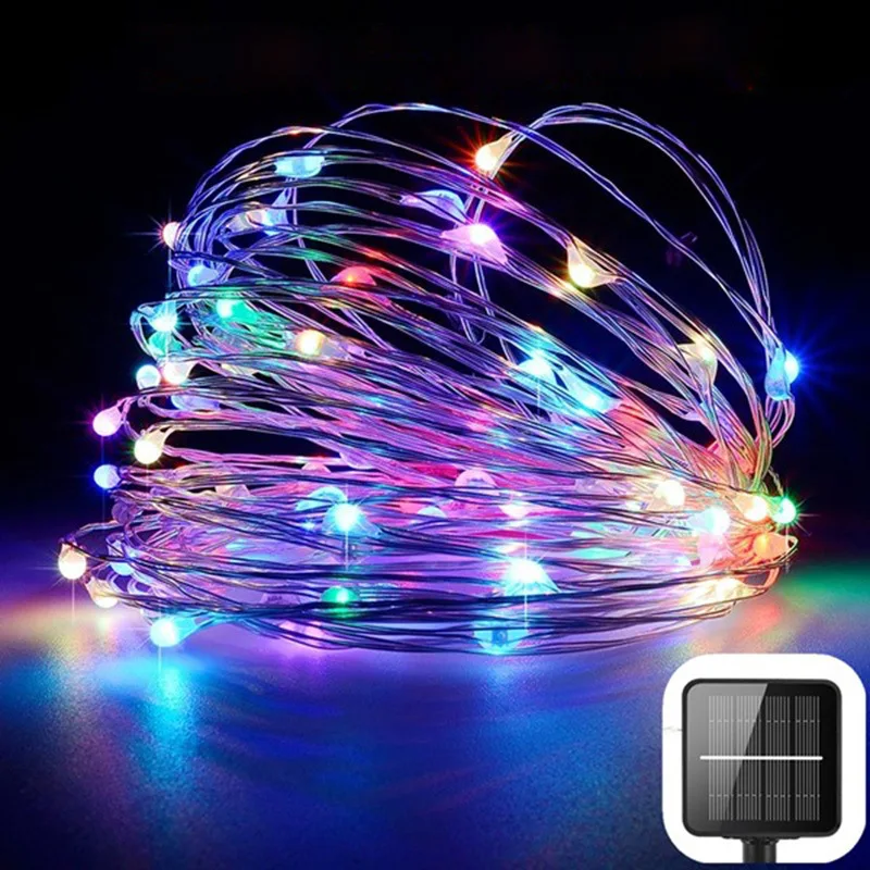 2Pack LED Solar Fairy String Light Outdoor Waterproof Garden Decoration Garland 8Modes Copper Wire Light For Garden Street Patio led solar lights Solar Lamps