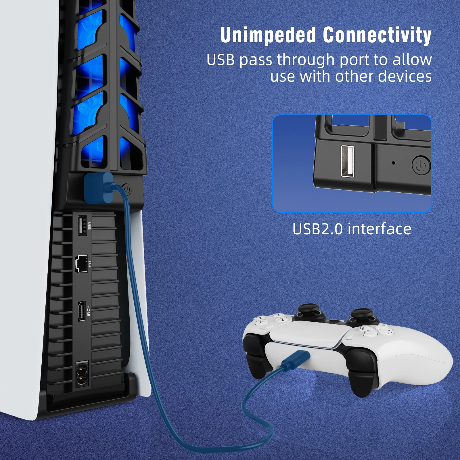 Cooling fan for PS5 disc/digital console, with 2-speed adjustment, not compatible with the new P5 slim, available in 2 color opt