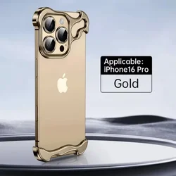 Titanium Shockproof Phone Case with Aluminum Alloy Corner Pads and Lens Protection - iPhone 15 Pro Max (Gold)