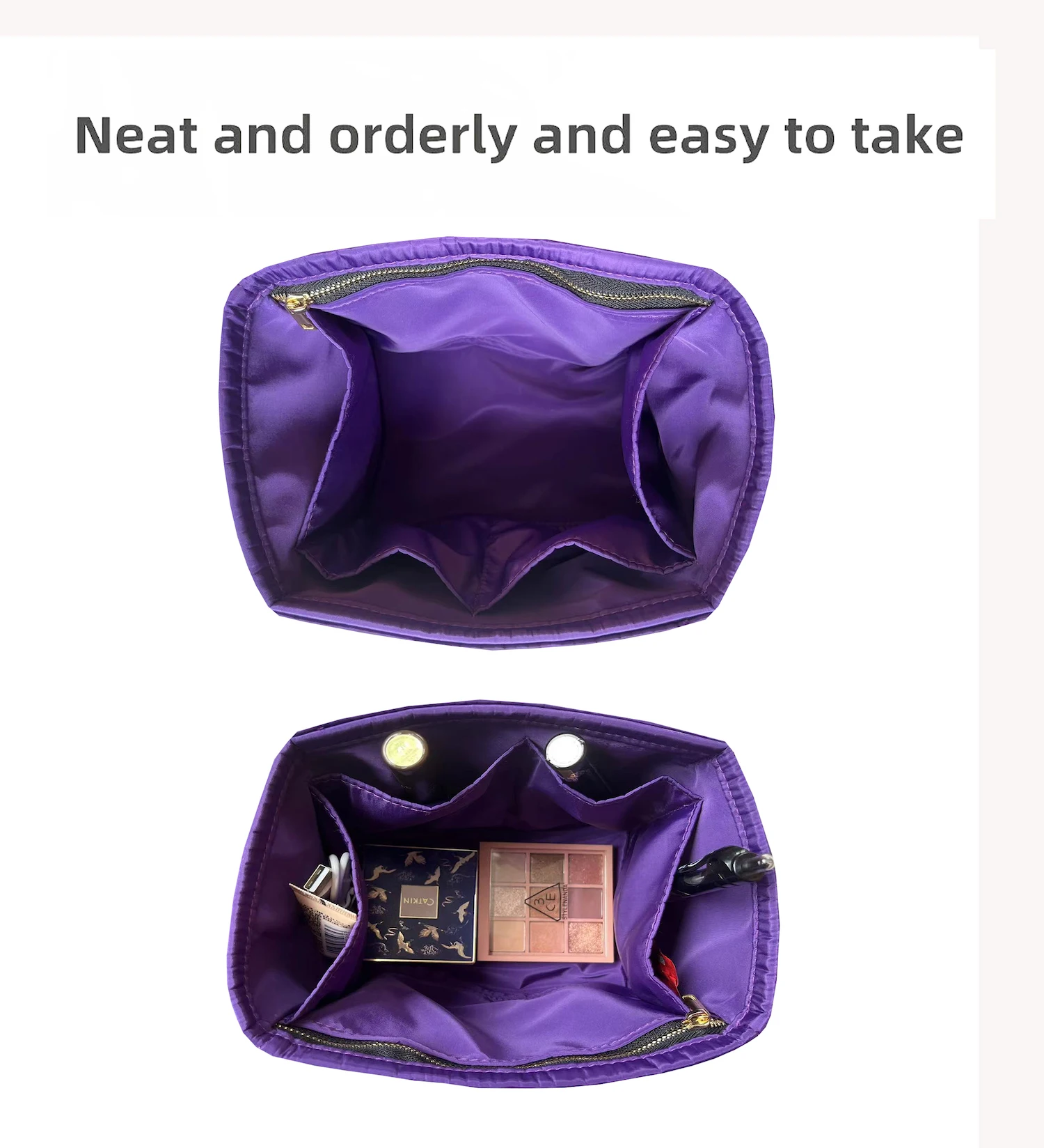 HKERUI Purse Organizer Picotin 18 22 26 Insert Bags Organizer Makeup Handbag Inner Purse Portable base shaper Premium Nylon