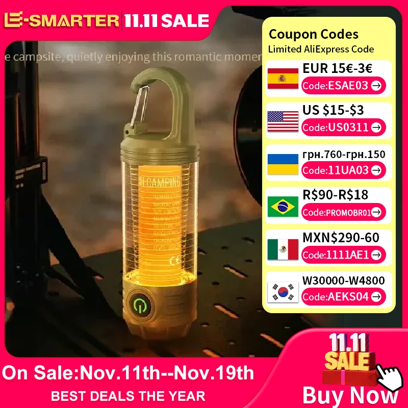 أضواء LED خارجية متعددة الوظائف للتخييم ، قابلة لإعادة الشحن ، محمولة ، أضواء ليلية ، مقاومة للماء ، للسفر ، ضوء خيمة