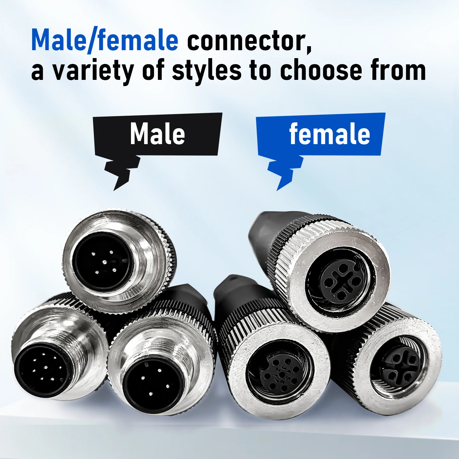 M12 4/5/8Pin Sensor connectorFemale/Male Waterproof Aviation PlugIP67 12MM A-Coding Field AssemblyCircular Socket Panel