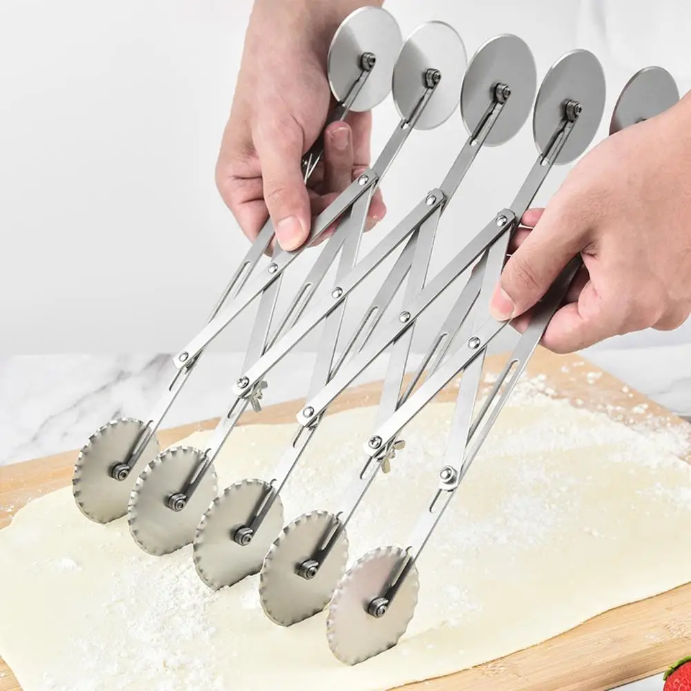 Durable Pizza Cutter Sharpened Labor-saving Round 2 Heads 3/5/7 Wheels Quickly Slice Pasta Wheel