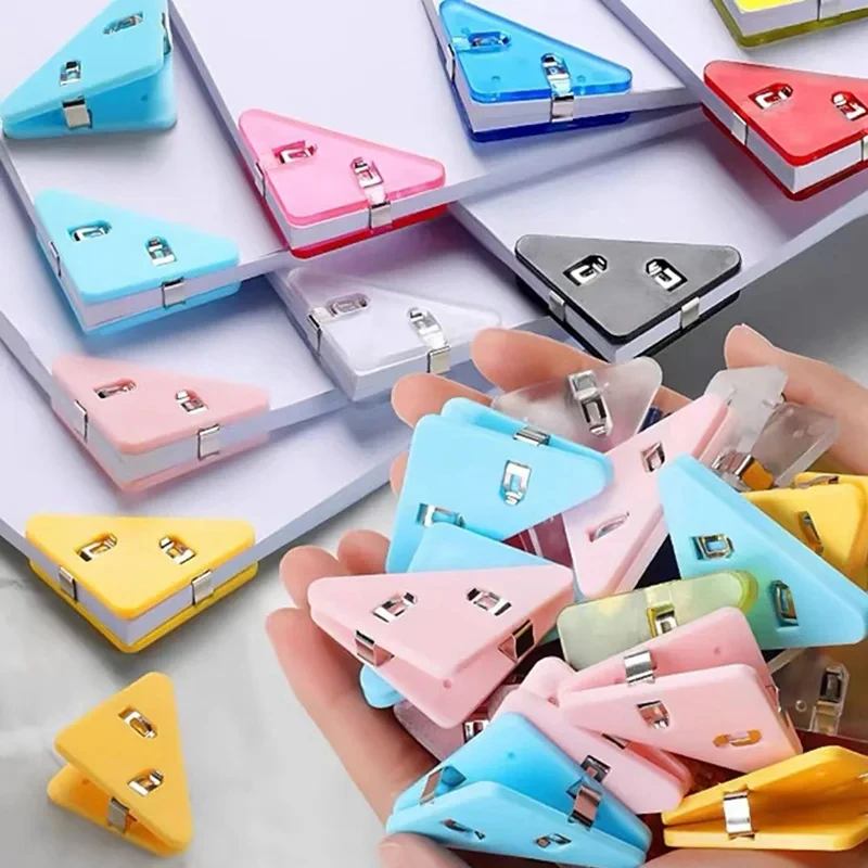 20Pcs 크리 에이 티브 삼각형 클립 빌 클립 책 종이 코너 바인더 클립 책상 스토리지 선반 Office 편지지 데스크탑 주최자