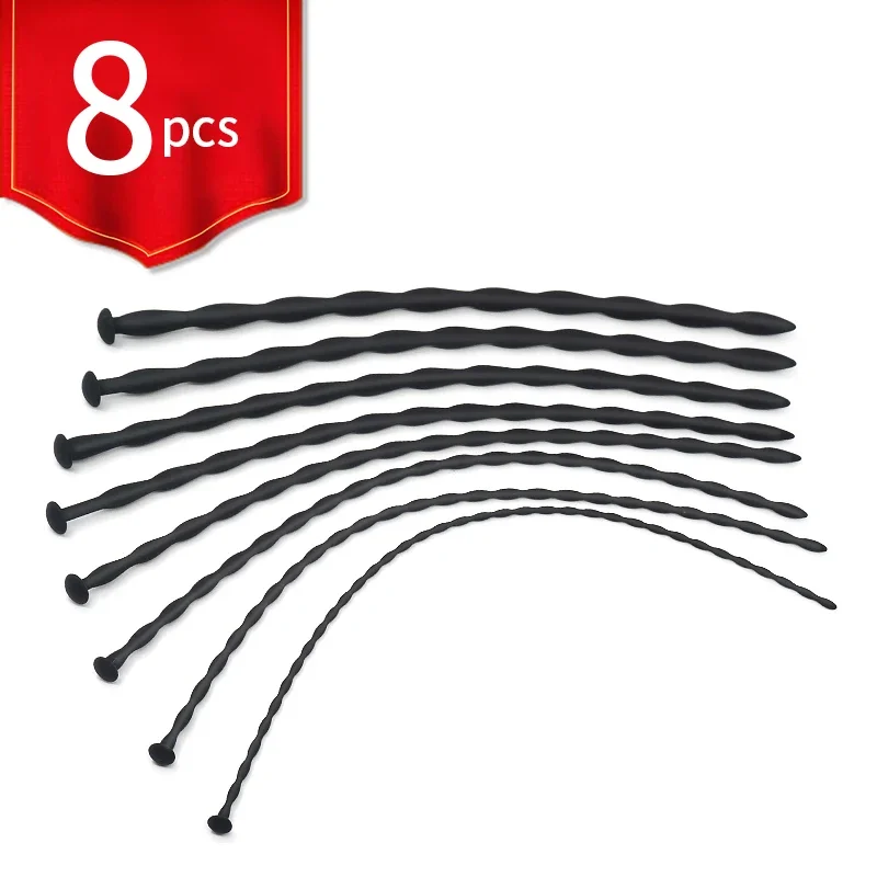 Silicone Wave Horse Eye Stick Urethran Expander Sextoys SM Penis Plug Men Urethra Masturbation Stimulator Adult Supplies 8pcs penis sex toys