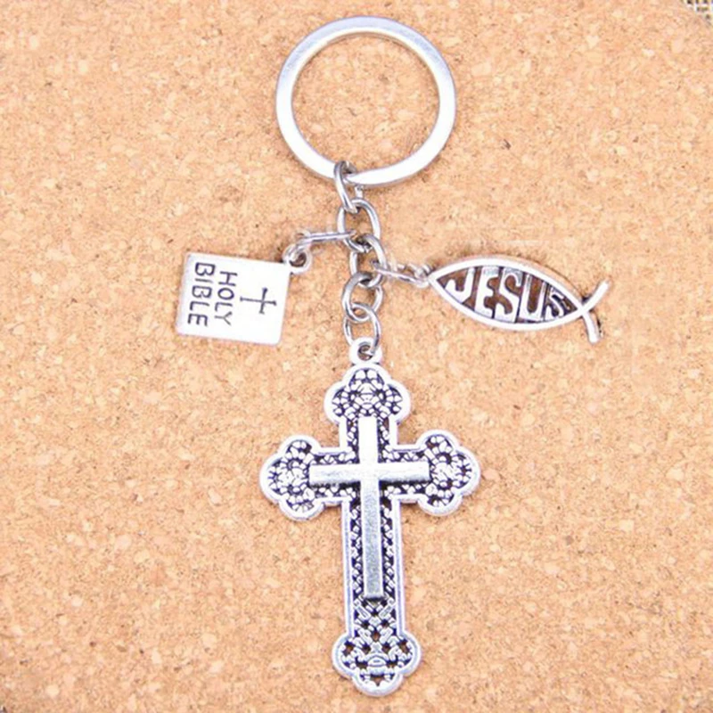 Nuovo Portachiavi Fai Da Te Gesù Croce Libro Bibbia Ciondolo Gioielli Da Uomo Portachiavi Auto Souvenir