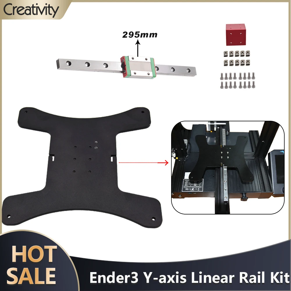 Ender3 Y-axis Upgrade Linear Rail Kit MGN12H 295mm Length with  Hot Bed Base For Ender3/Ender3 V2/Ender3 Pro 3D Printers