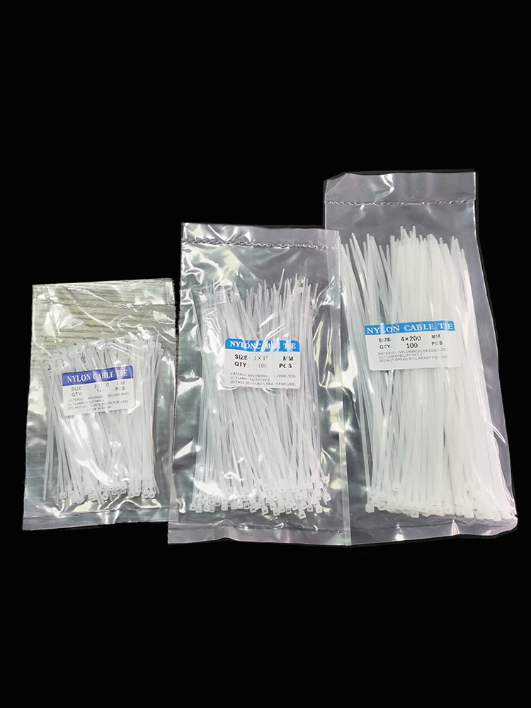 300PCS Lösbare Kabelbinder Farbige Kunststoff Mehrweg 3*100 3*150 4*200 Nylon Schleife Wrap zip Bündel Krawatten T-typ Kabelbinder Draht – Detail 1
