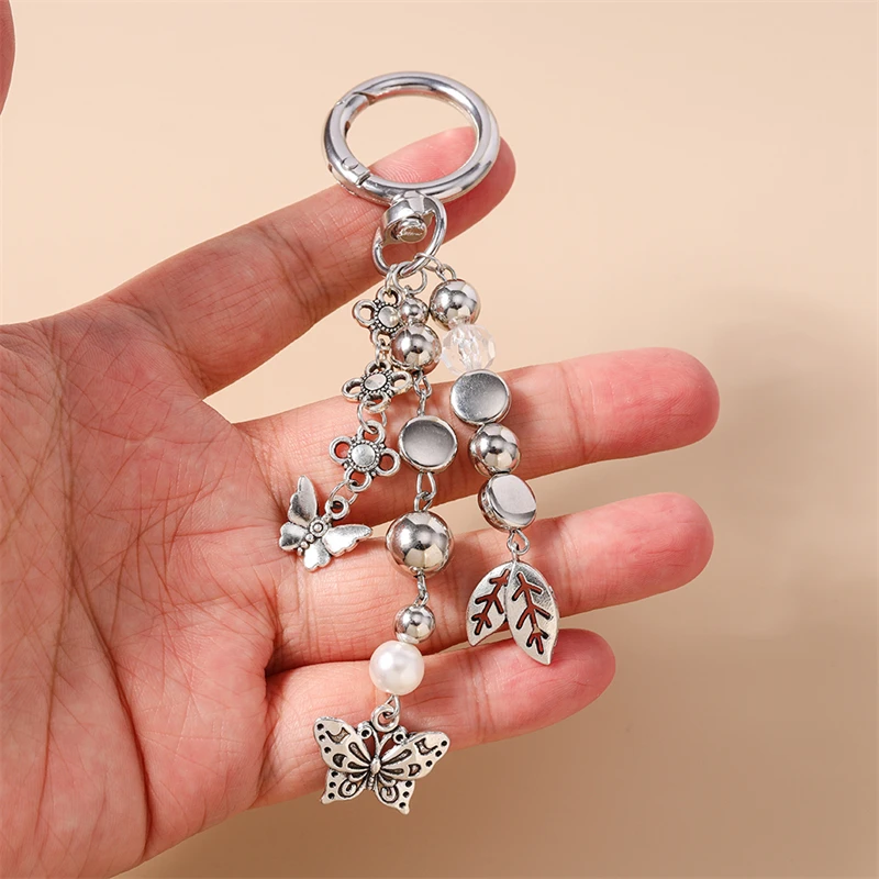 Niedliche Metall-Schmetterling-Baumblatt-Schlüsselanhänger für Frauen Männer Auto-Schlüssel Handtaschen-Anhänger Schlüsselringe Accessoires DIY Schmuck Geschenke – Detail 3