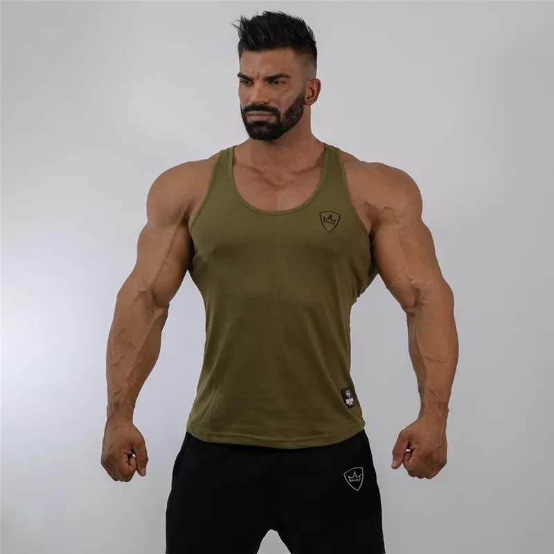 Tank Top Men Fitness cotton Vest Print 2019 Fashion Gyms Brand Singlet Bodybuilding Stringer Sleeveless Vest Tank