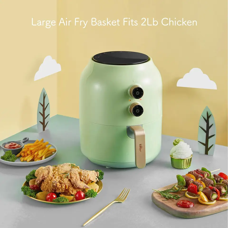 Bear 3L 1200W Computer Type Air Frying Pan Hot Oven Cooker No Oil Fume  Multifunctional Steam Air Electric Fryer French Fries Mac