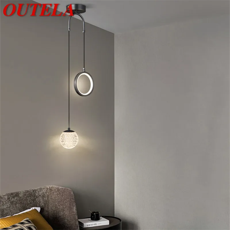 

OUTELA Modern Black Copper Chandelier LED 3 Colors Simply Creative Decorative Hanging Lamp For Home Bed Room