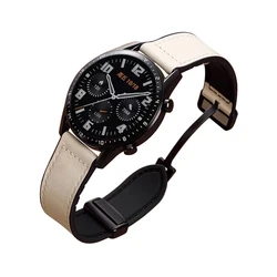 Premium Leather Silicone Magnetic Sport Band, 20mm/22mm, for Watch Color - Color 2 (Beige)