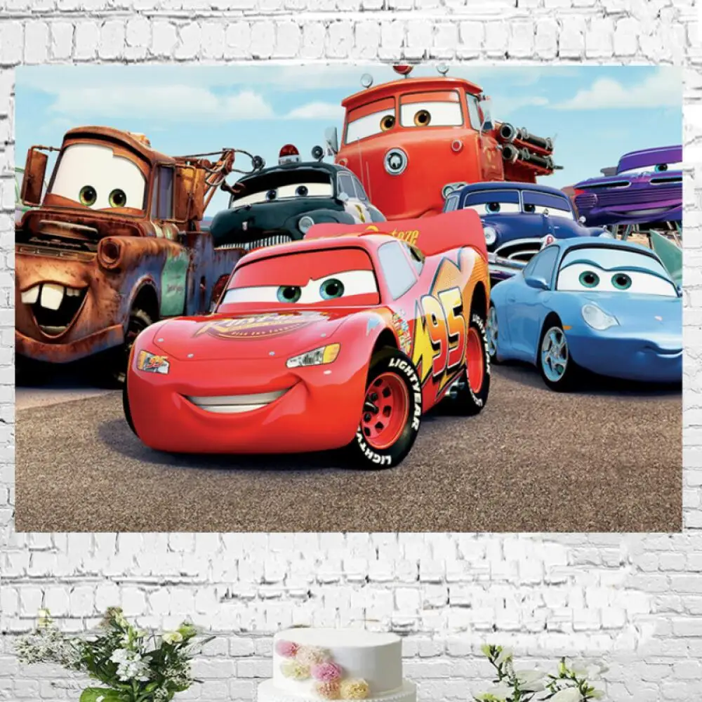 Mcqueen Cars Theme BOY Birthday Background Photography Vinyl Children's Birthday Decoration Background Party Supplies birthday background supplies