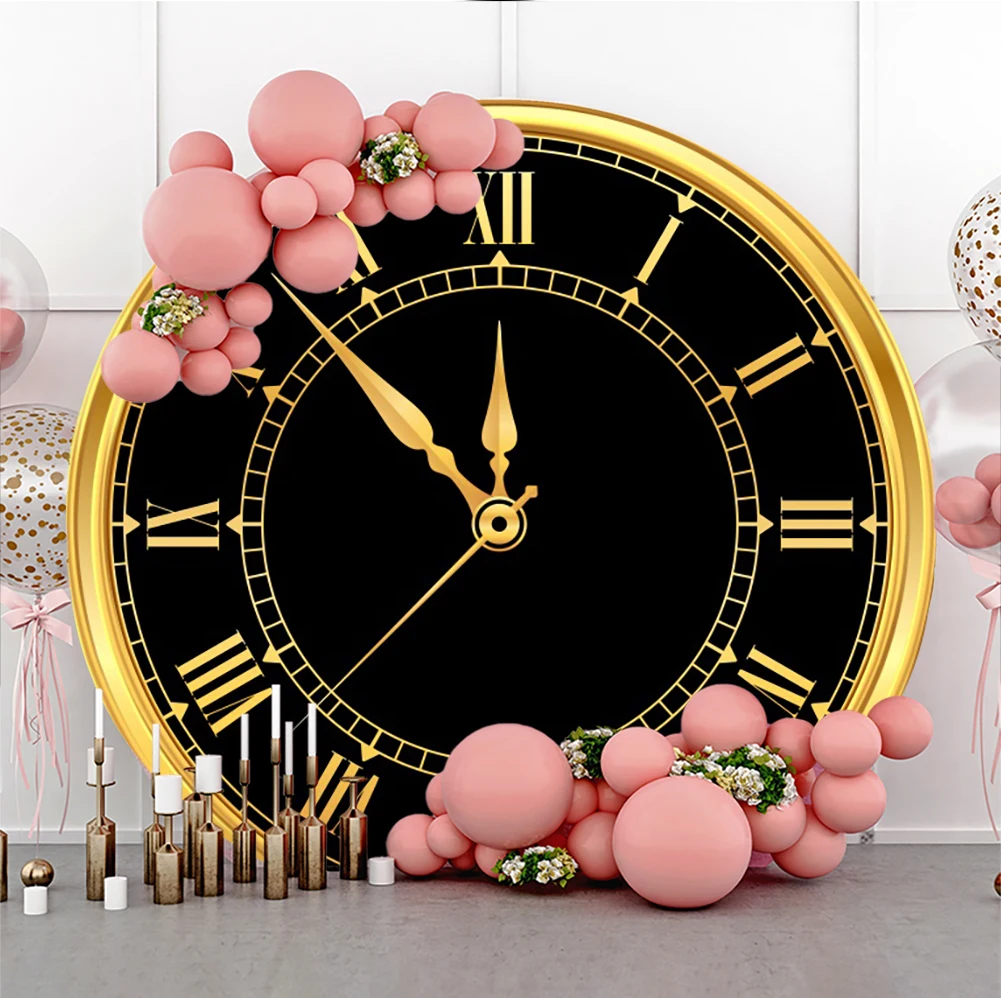 Laeacco-round Circle Photo Backgrounds Capa Contagem Regressiva Decoração de Natal Aniversário Infantil Ano Novo - Image 2