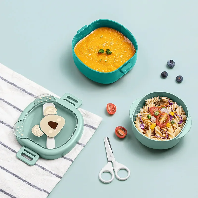 

Портативный Ланч-бокс, посуда для отдыха на открытом воздухе, для детей и студентов, пищевой контейнер для пикника, с ложкой и ножницами