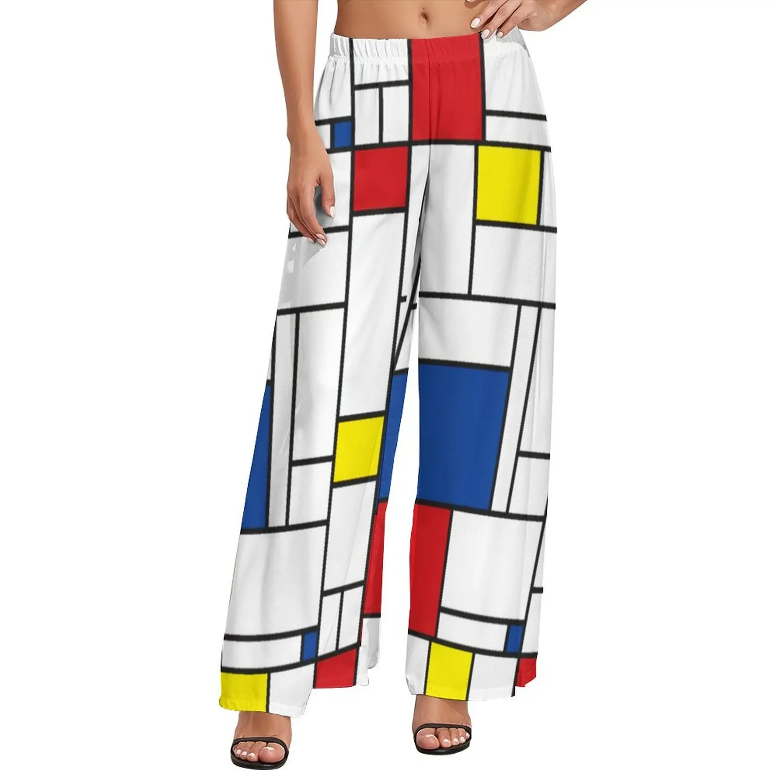 Mondrian Geometry Straight Pants Modern Art Modern Wide Leg