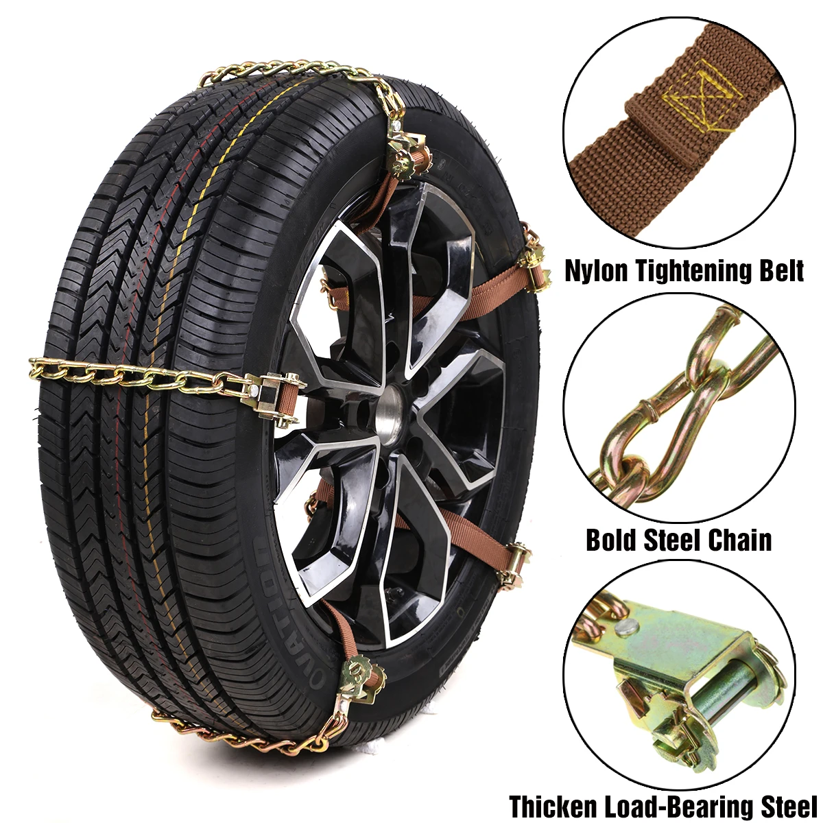 5PCS Car Tire Snow Chains Winter Car Truck Wheel Belt Mud Sand Emergency Adjustable Wear-resistant Anti-Skid Snow Chains