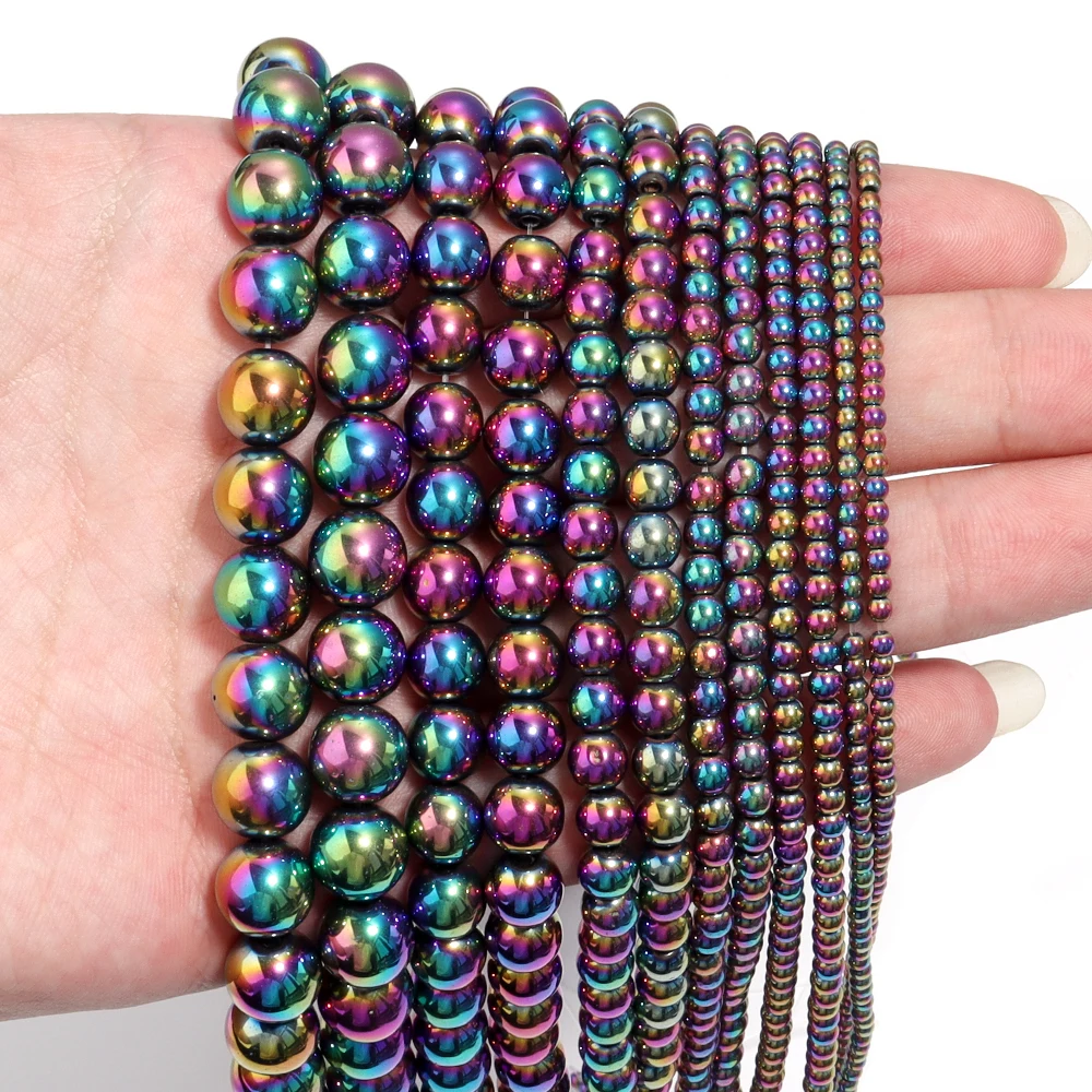 Elegant Silver and Gold Hematite Stone Beads for DIY Jewelry and Accessories - 15'' Strand, 2-10mm