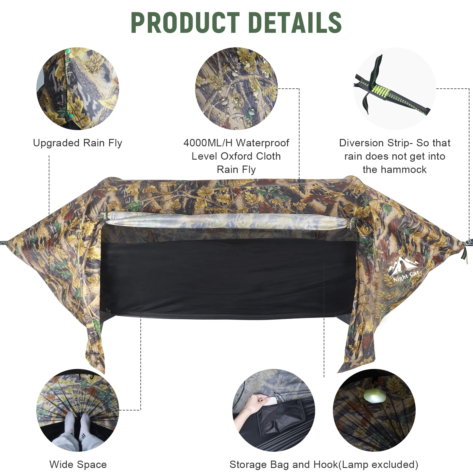Hammock Tent Bug Net Rain Fly Outdoor Camping Hiking Hunting Hanging Bed Swings 1 or 2 Person