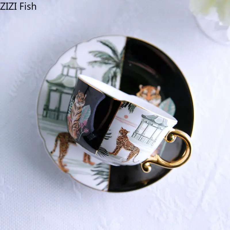 High-End Exquisite Bone China Coffee Set, Leopard Forest Cheetah Tea Cup,  Drinking Teacup Organizer, Home Kitchen Accessories - AliExpress