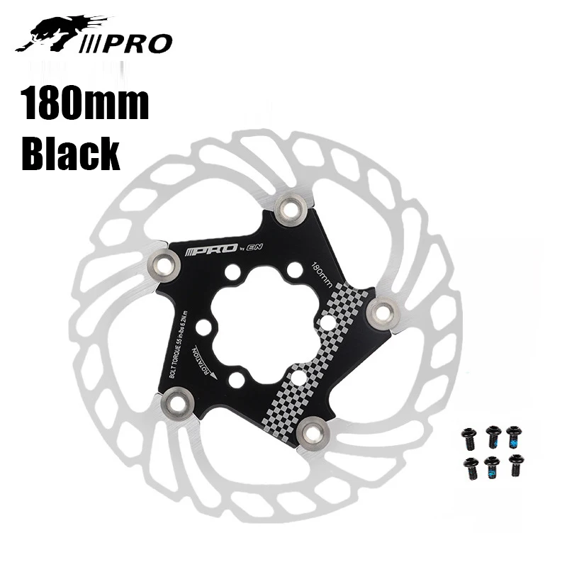 IIIPRO Rotori Freni A Disco Per Bici Meteorolite, Acciaio Inox E Alluminio 7075 T6, 140/160/180/203 Mm, Nero/Rosso
