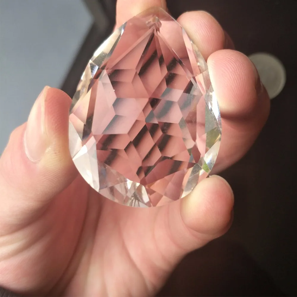 38/50mm Clear Crystal Drops Chandelier Prisms Sun Catcher Lamp Parts Bead Curtain Pendant Christmas Decoration Hanging