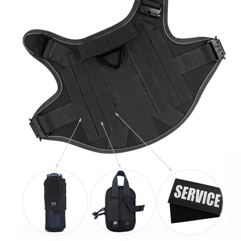 Reflective Dog Harness with 4 Metal Buckles Military Pet Training Vest Harnesses Leash Patches Tactical Large Dogs Accessories 3