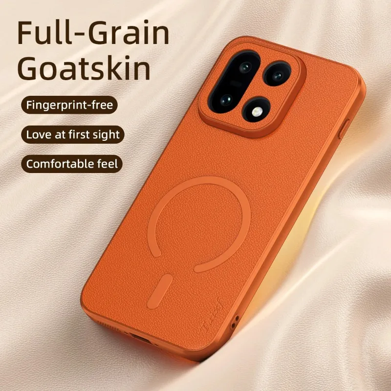 Luxury Goatskin PU Leather Shockproof Magnetic Back Cover