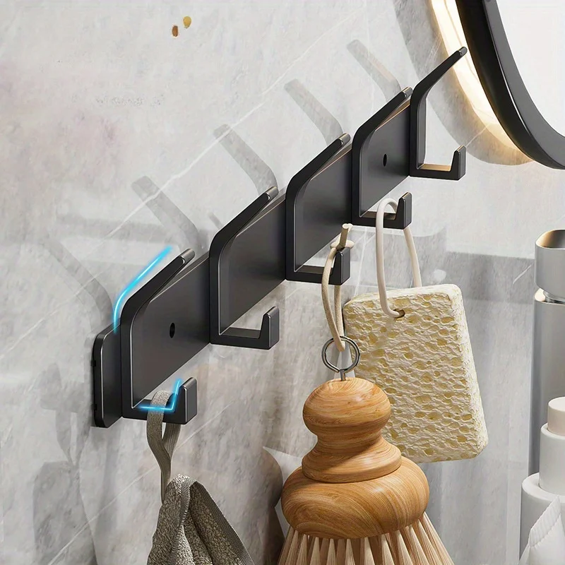 Double Layer Heavy-Duty Hanger, Suitable For Clothes, Hats, Umbrellas, And Keys-Black Metal Storage Rack With Multiple Hooks