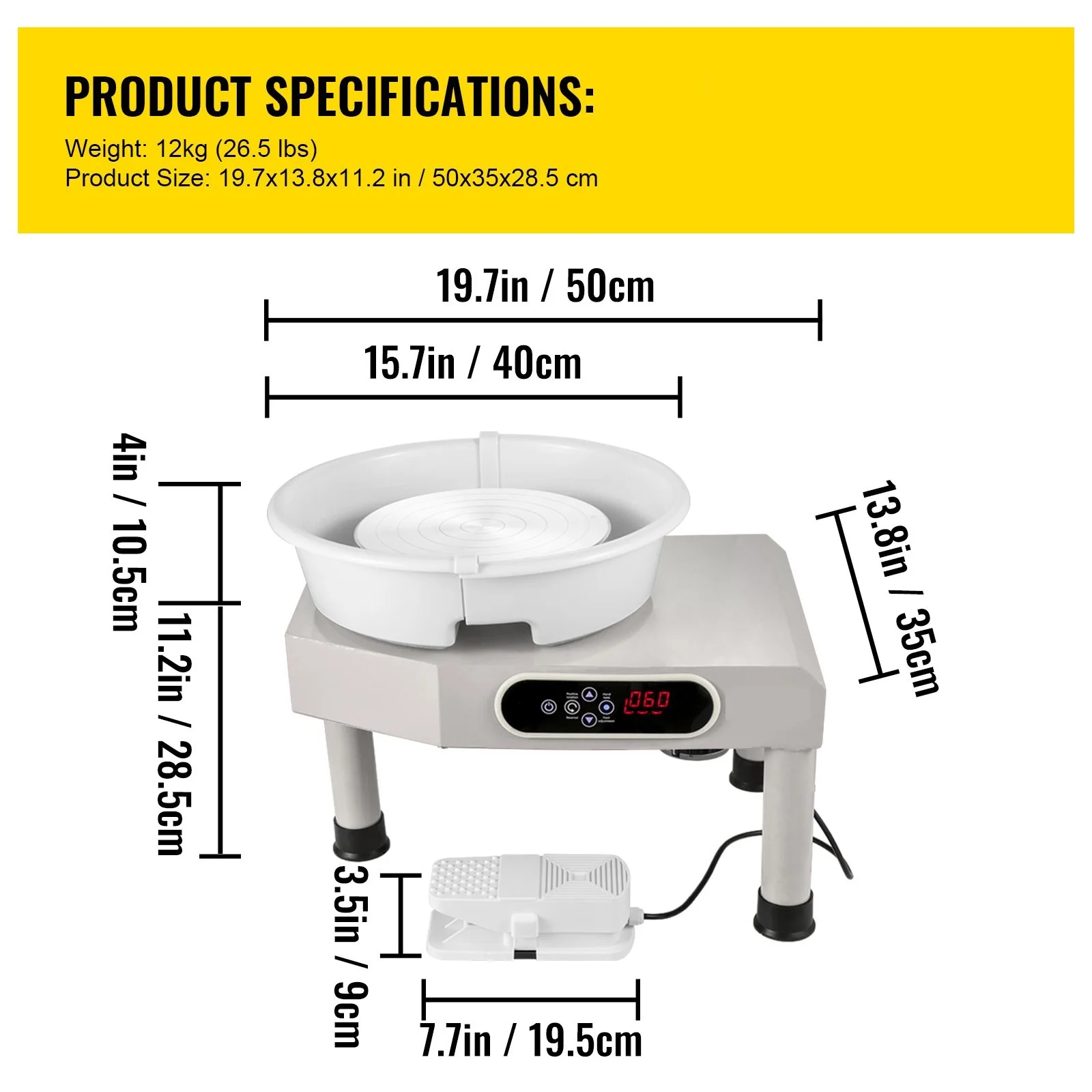 Pottery Wheel Ceramic Forming Machine 25cm LCD Touch Screen Clay Wheel 350W Electric DIY Clay Sculpting Tools With Foot Pedal
