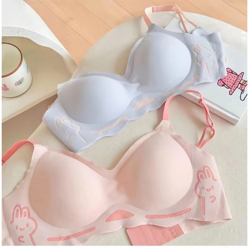

lingerie for girls gathering small breasts, folding breasts, anti sagging bras, thin style jelly strip bras without steel rings