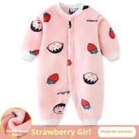 Baby Pajamas Spring Autumn and Winter Thickened Romper Boys and Girls Infant Coral Fleece Fannel Jumsuit Baby Gowns Newborn 2