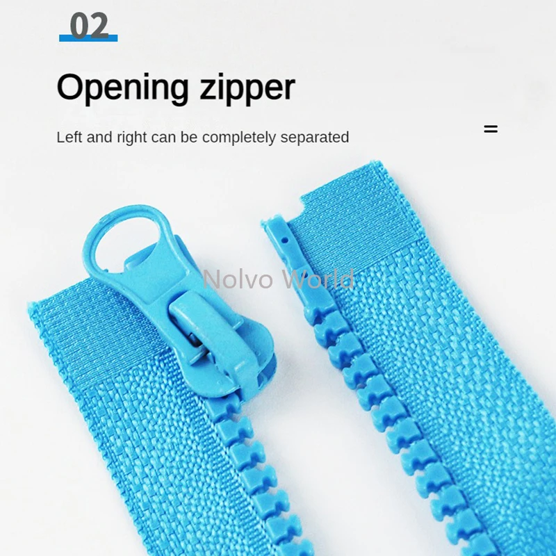 5PCS 40/50/60/70/80/90/100/120CM 5# Open-End Auto Lock Colorful Resin Zipper For Sewing Clothing Bags Plastic Zipper Accessories