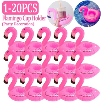1-20 Pcs Tropical Flamingo Party Decoration Cup Holder Pvc Water Float Inflatable Drink Cup for Adults Pool Drinkware Tray Decor 1