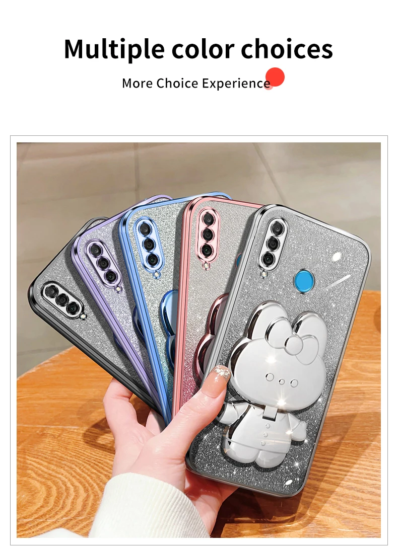 Coque de protection souple avec miroir de maquillage et motif lapin pailleté pour Huawei P30, P40, P50, P60 Lite, Y7, Y6, P30lite, Mate 30, 40, 50_voghion.com