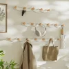 Coat Hanger Wall Mount Creative Wave Iron Hooks Row No Punch Wooden Hanger Functional Wall Hook Rack Porch Bathroom Coat Hook 1