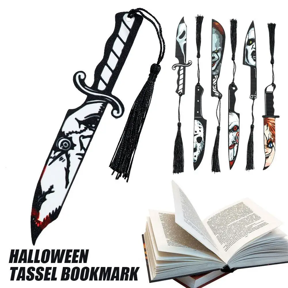 Bookmarks stationery supplies acrylic bookmark anime horror killer bookmarks series acrylic for book lovers reading markers Halloween dagger face ghost bookmark