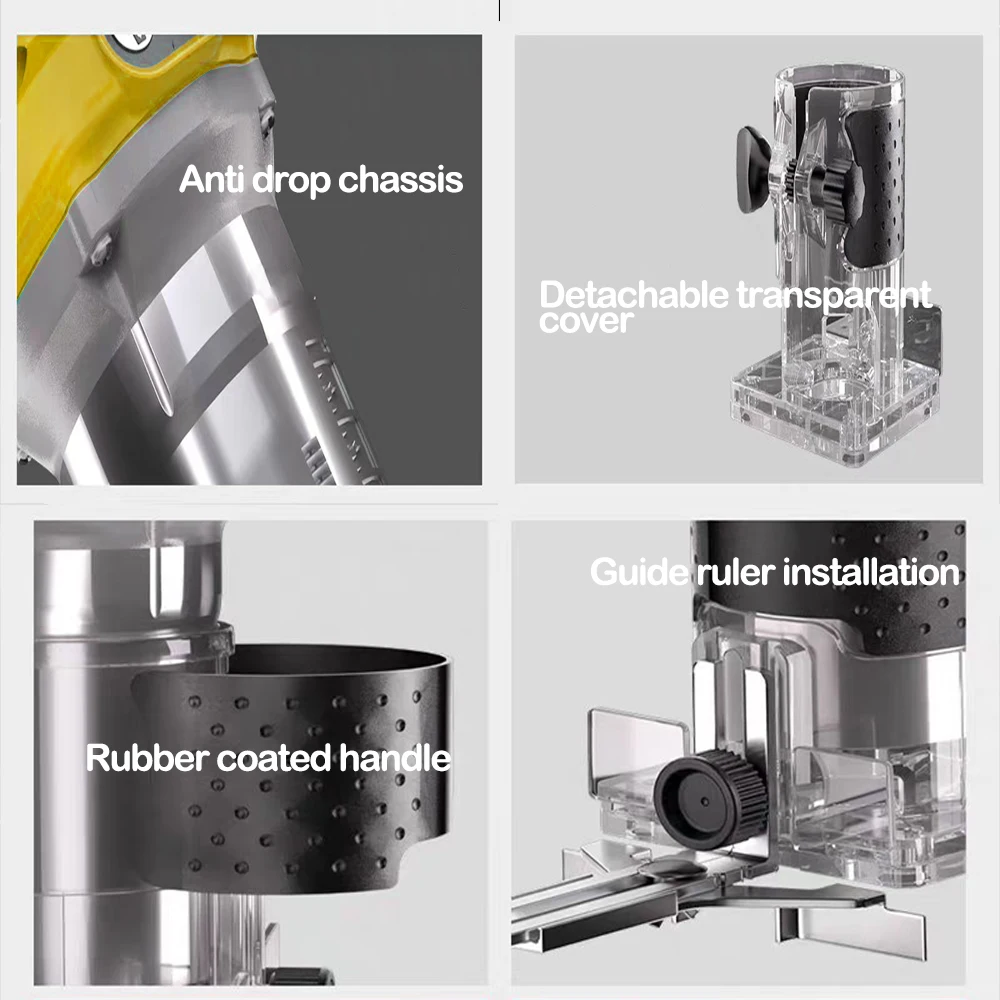 Brushless Electric Trimmer Woodworking Trimming Machine Wood Router Milling Engraving Slotting Machine Fit Dewalt 18V Battery 4