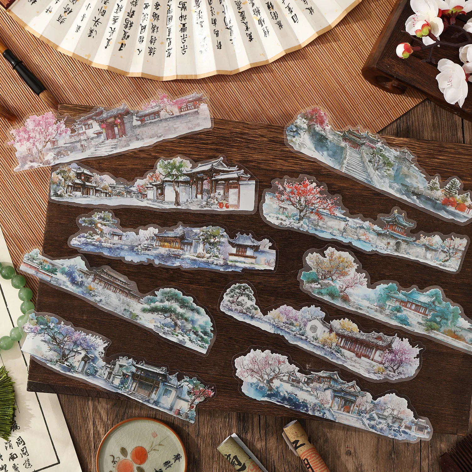 10/40개 자연 풍경 PET 스티커 팩 스크랩북킹 저널링 DIY 공예용 - 자연 및 시골 테마 아트 용품