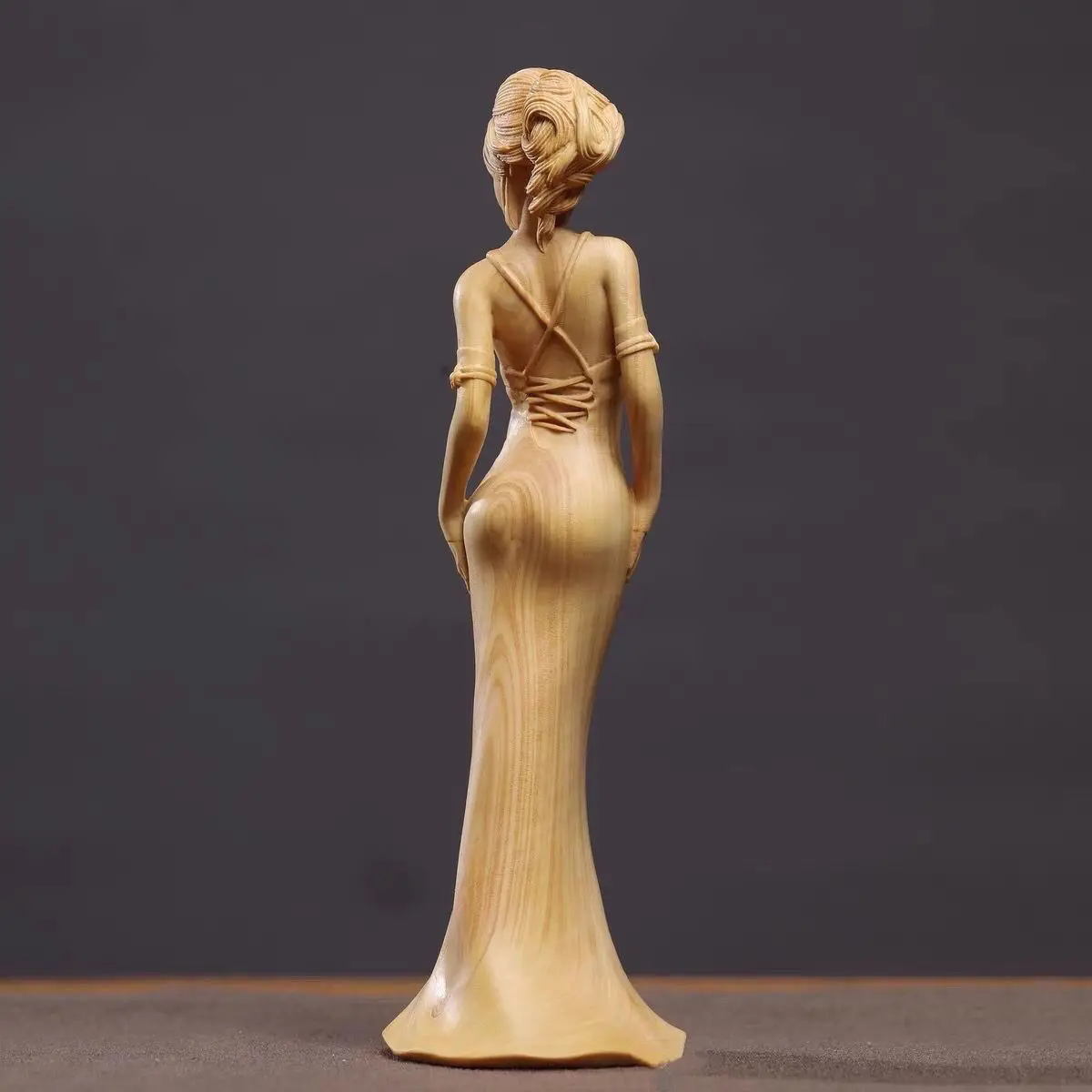 Boxwood high-end beautiful women's arts and crafts classical characters desktop solid wood living room study ornament