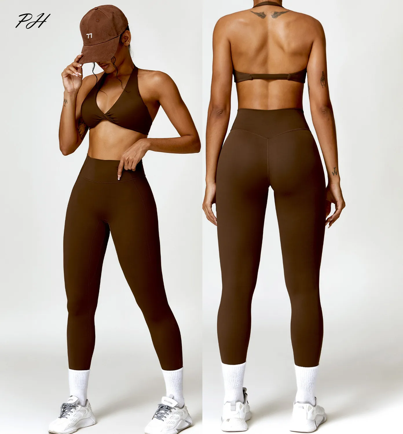 Yoga Set Women Nude Feeling Workout Tracksuit Gym Push Up Fitness Running Sportwear 2PCS
